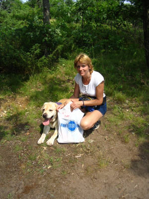 Joan and Bailey - Top Pledge Earner walking for Winston who lost his battle in February to Canine Cancer